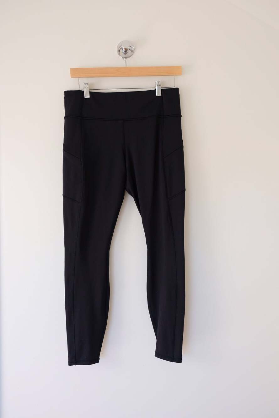 Athleta Contender Tight Leggings Women M Black High Rise Side Pocket Running Gym